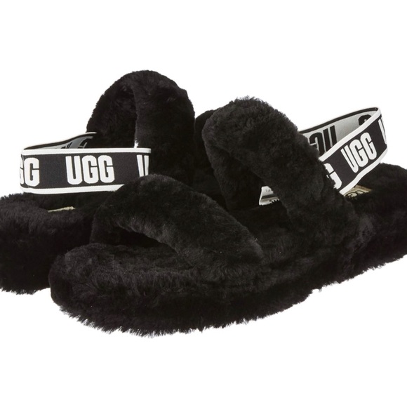 UGG Oh Yeah Black Sheepskin Shearling Platforms - Picture 2 of 6